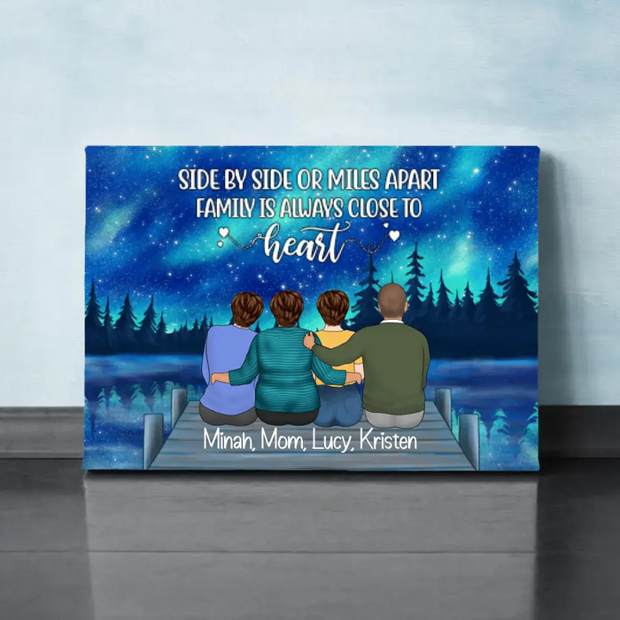 Side By Side Or Miles Apart - Personalized Canvas For Mom, Mother's Day