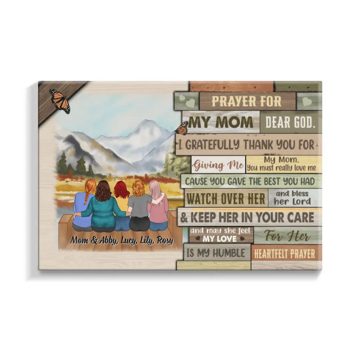 Up To 4 Daughters Prayer For My Mom Dear God - Personalized Canvas For Her, Mom, Mother's Day