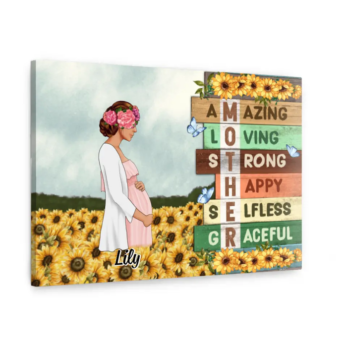 Mother Amazing Loving - Personalized Canvas For Her, Mom To Be, Mother's Day