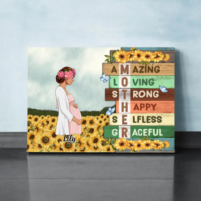 Mother Amazing Loving - Personalized Canvas For Her, Mom To Be, Mother's Day