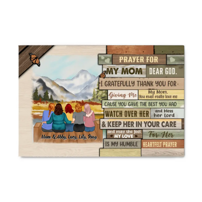 Up To 4 Daughters Prayer For My Mom Dear God - Personalized Canvas For Her, Mom, Mother's Day