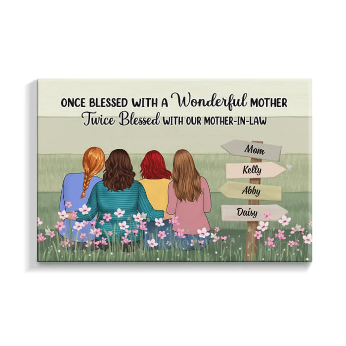 Twice Blessed With Our Mother-in-law - Personalized Canvas For Mother-in-law, For Her, Mother's Day