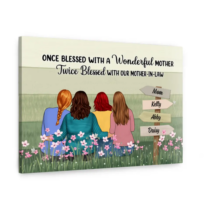 Twice Blessed With Our Mother-in-law - Personalized Canvas For Mother-in-law, For Her, Mother's Day