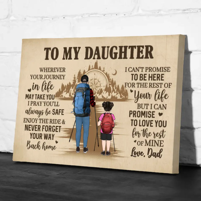 To My Daughter - Personalized Gifts Custom Hiking Canvas for Daughter for Dad, Hiking Lovers