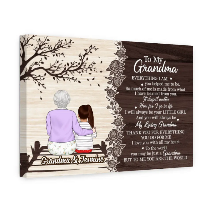 Grandma To Me You Are The World - Personalized Canvas For Grandma, For Mom, Mother's Day