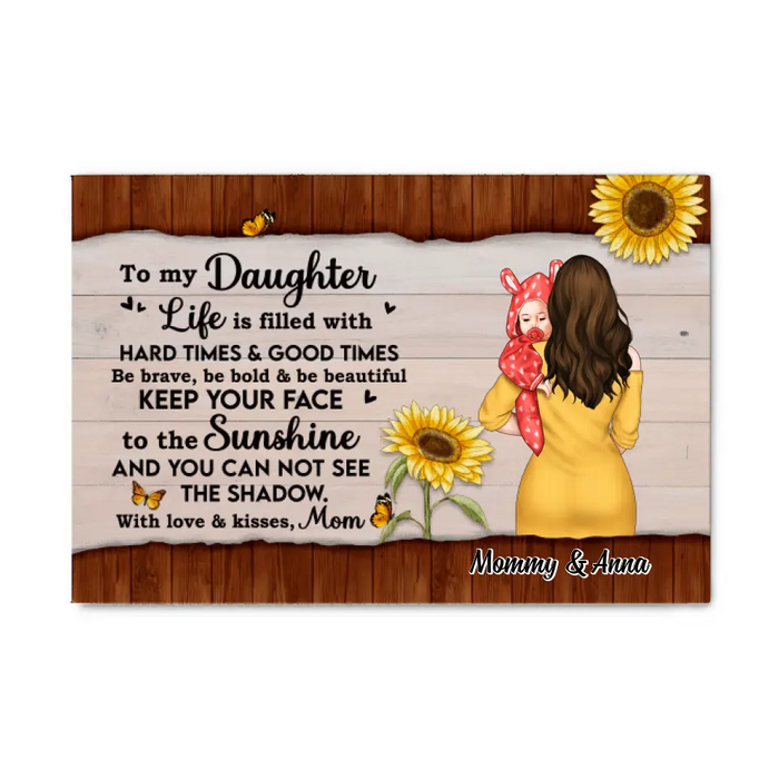 To My Daughter With Love & Kisses - Personalized Canvas For Her, Daughter, Mom