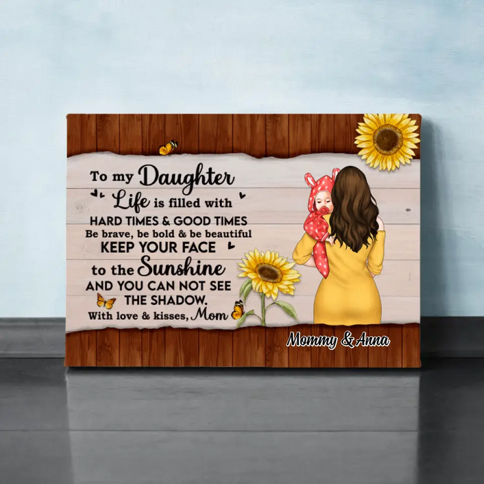 To My Daughter With Love & Kisses - Personalized Canvas For Her, Daughter, Mom