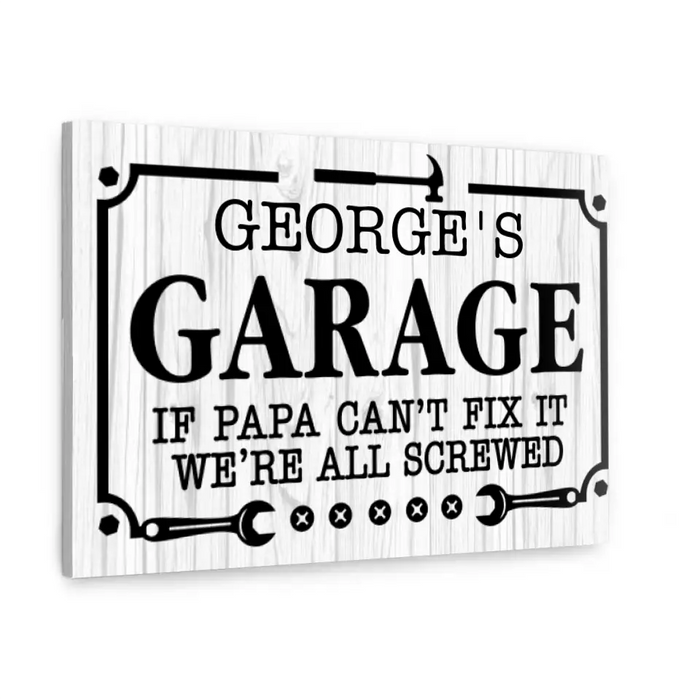 Papa Can't Fix It We're All Screwed - Personalized Gifts Custom Canvas for Grandpa for Dad