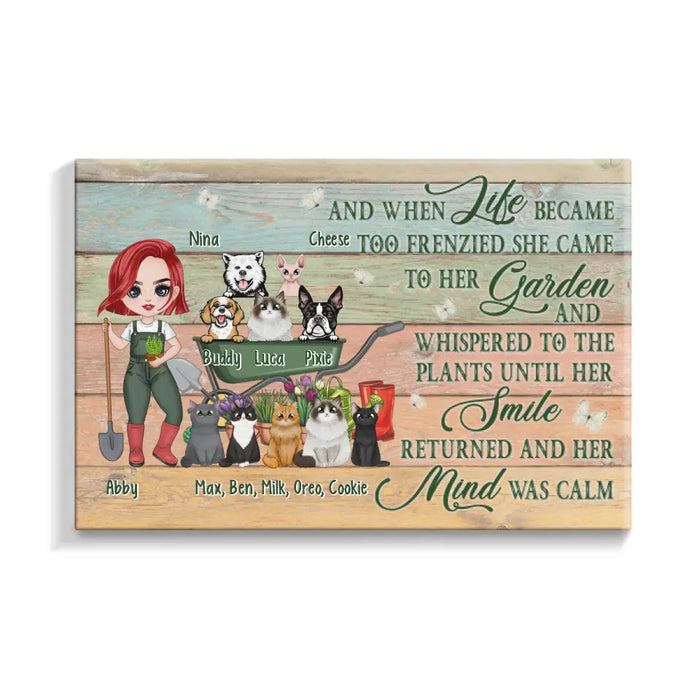 Up To 10 Pets And When Life Became Too Frenzied - Personalized Canvas For Her, Dog Mom, Cat Mom, Gardener