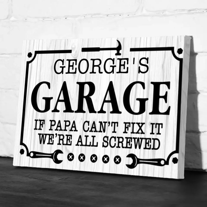 Papa Can't Fix It We're All Screwed - Personalized Gifts Custom Canvas for Grandpa for Dad