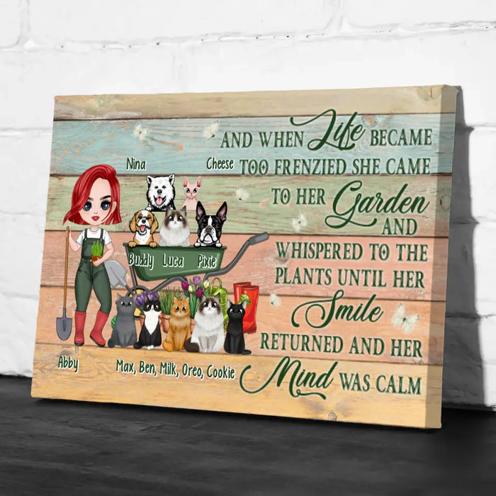 Up To 10 Pets And When Life Became Too Frenzied - Personalized Canvas For Her, Dog Mom, Cat Mom, Gardener