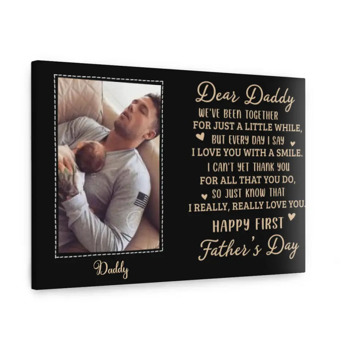 Happy First Father's Day - Personalized Gifts Custom Canvas for Him for Dad for Him