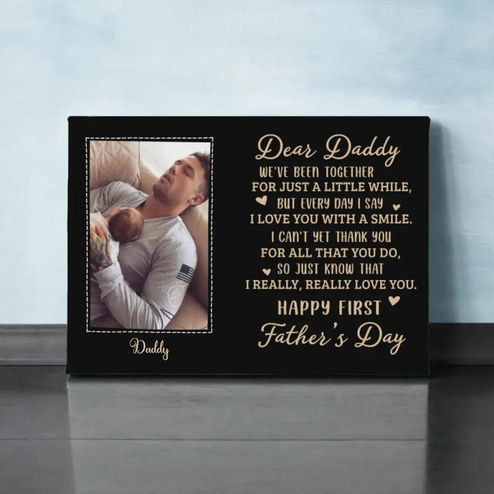 Happy First Father's Day - Personalized Gifts Custom Canvas for Him for Dad for Him