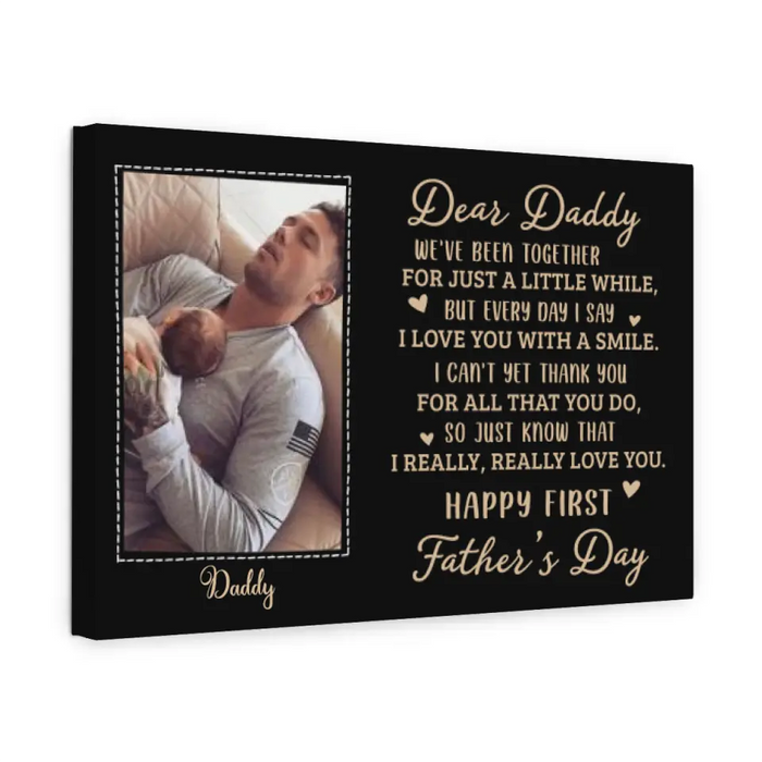 Happy First Father's Day - Personalized Gifts Custom Canvas for Him for Dad for Him