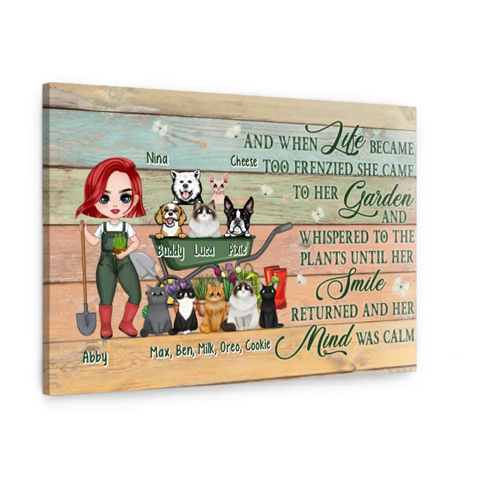 Up To 10 Pets And When Life Became Too Frenzied - Personalized Canvas For Her, Dog Mom, Cat Mom, Gardener