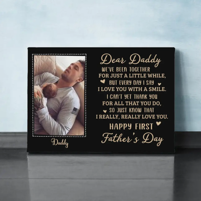 Happy First Father's Day - Personalized Gifts Custom Canvas for Him for Dad for Him