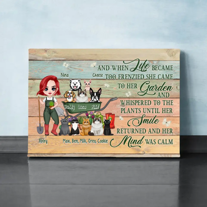 Up To 10 Pets And When Life Became Too Frenzied - Personalized Canvas For Her, Dog Mom, Cat Mom, Gardener