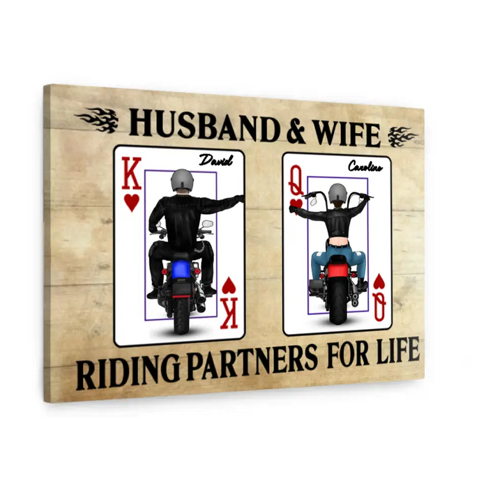 Riding Partners for Life - Personalized Gifts for Custom Motorcycle Canvas for Couples, Motorcycle Lovers