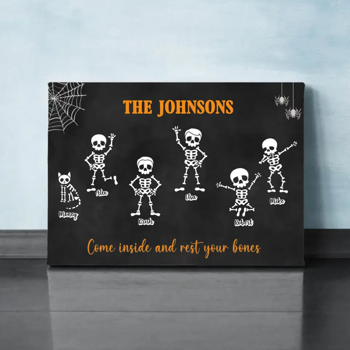 Skeleton Skull Come in and Rest Your Bones - Personalized Gifts Custom Canvas for Family, Halloween Wall Art