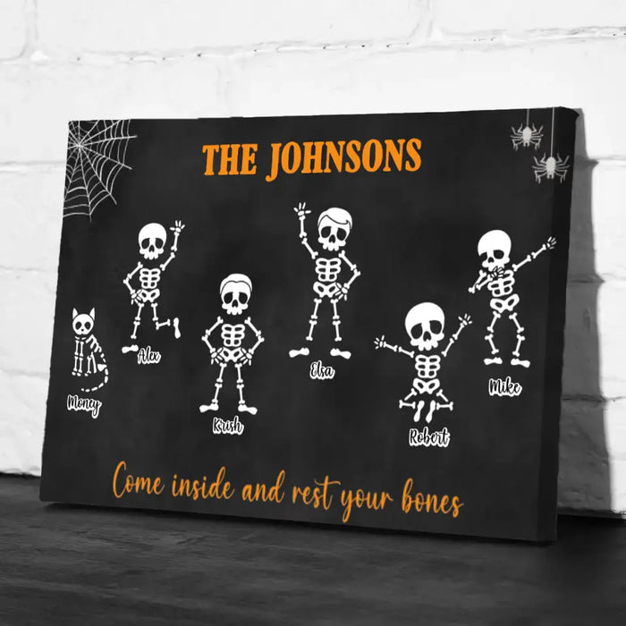 Skeleton Skull Come in and Rest Your Bones - Personalized Gifts Custom Canvas for Family, Halloween Wall Art