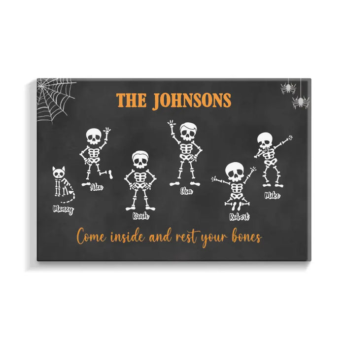 Skeleton Skull Come in and Rest Your Bones - Personalized Gifts Custom Canvas for Family, Halloween Wall Art