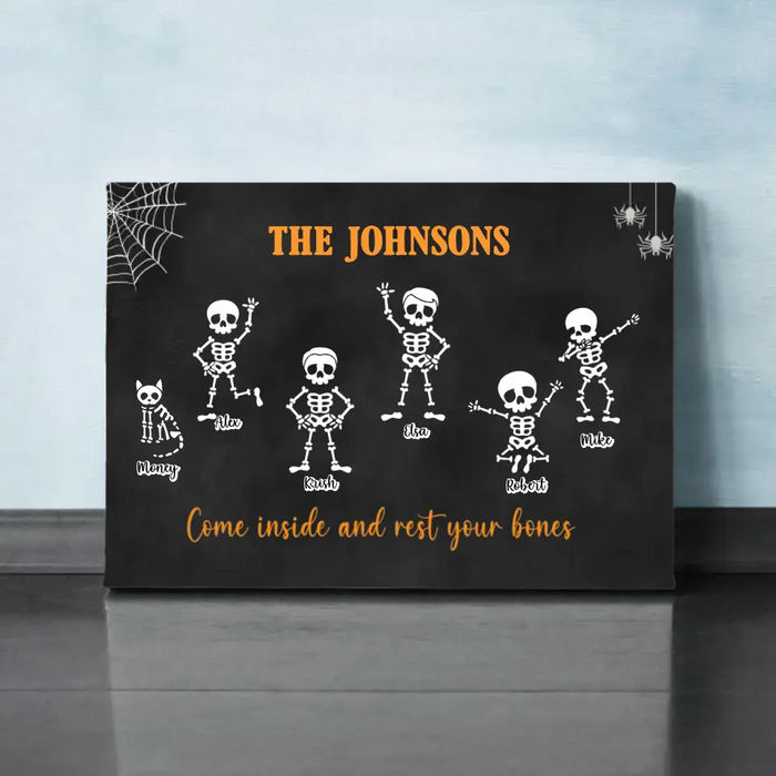 Skeleton Skull Come in and Rest Your Bones - Personalized Gifts Custom Canvas for Family, Halloween Wall Art