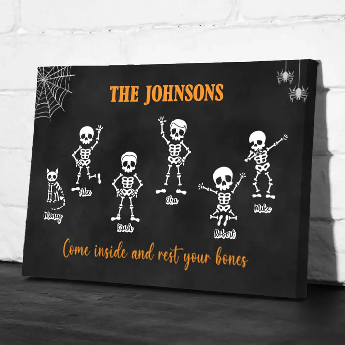 Skeleton Skull Come in and Rest Your Bones - Personalized Gifts Custom Canvas for Family, Halloween Wall Art