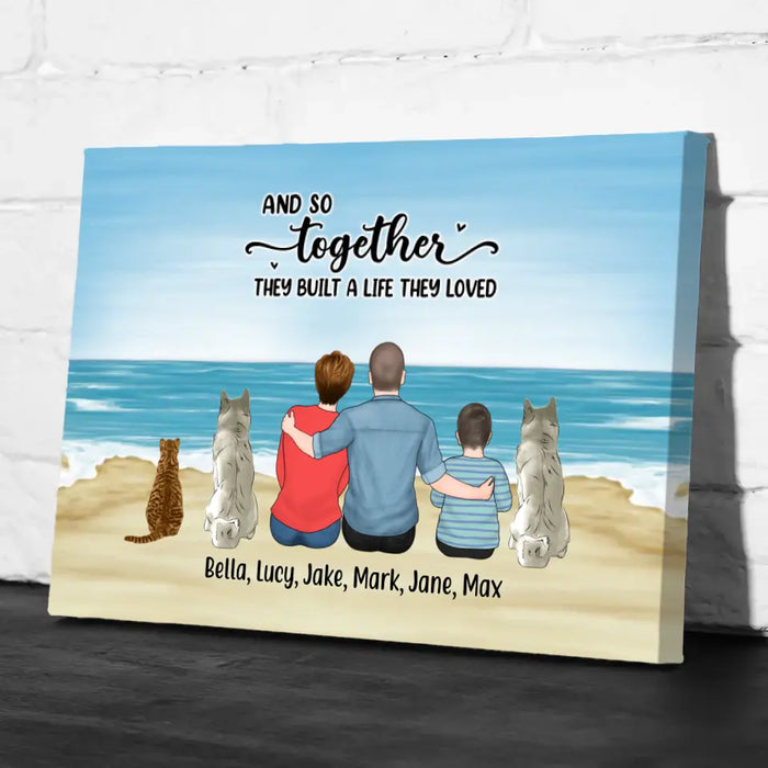 And So Together They Built A Life They Love Parent & Kid - Personalized Gifts Custom Canvas for Fur Family, Dog Cat Lovers