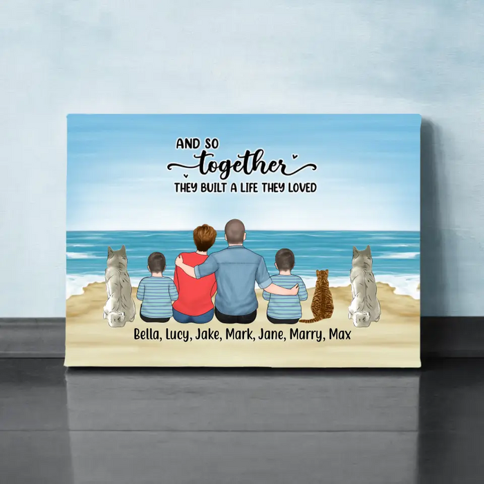 Life Is Better with Fur Babies Parent & 2 Kids - Personalized Gifts Custom Canvas for Fur Family, Dog Cat Lovers