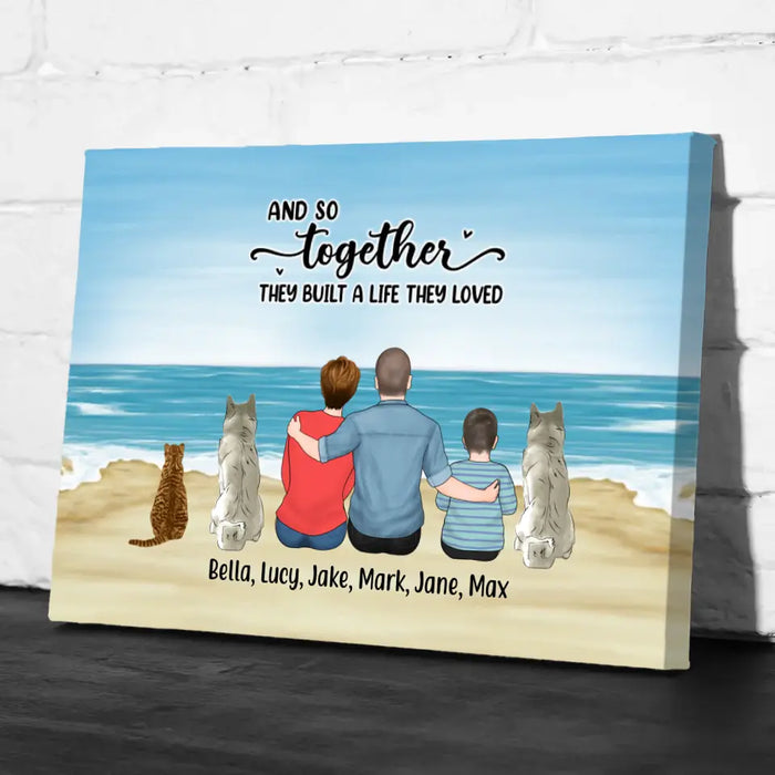 And So Together They Built A Life They Love Parent & Kid - Personalized Gifts Custom Canvas for Fur Family, Dog Cat Lovers