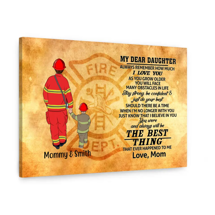 Always Remember How Much I Love You As You Grow Older - Personalized Gifts, Custom Firefighter Canvas for Son or Daughter From Mother