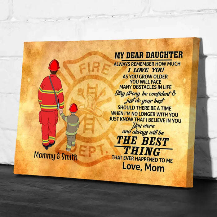 Always Remember How Much I Love You As You Grow Older - Personalized Gifts, Custom Firefighter Canvas for Son or Daughter From Mother