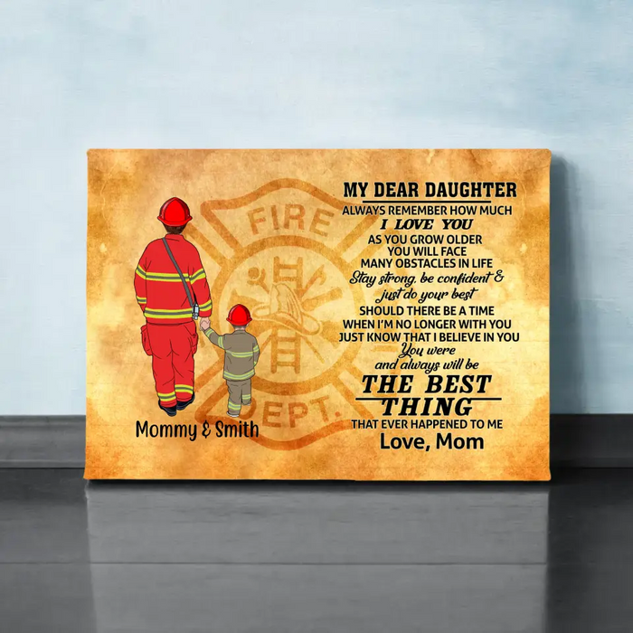 Always Remember How Much I Love You As You Grow Older - Personalized Gifts, Custom Firefighter Canvas for Son or Daughter From Mother