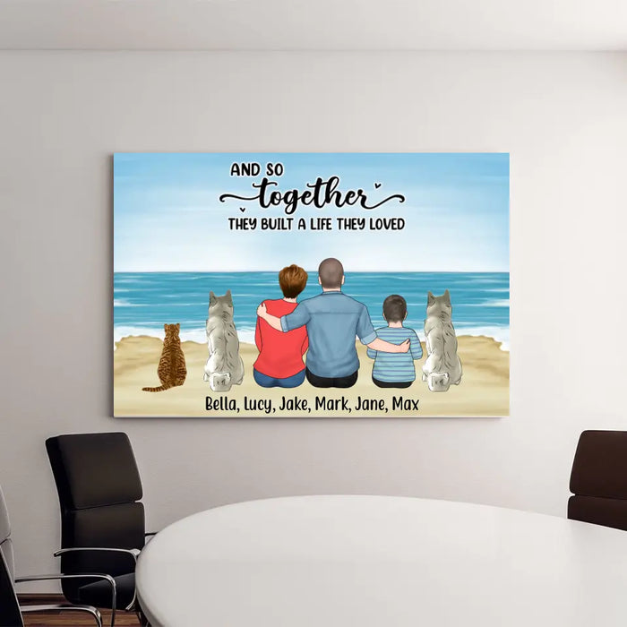 And So Together They Built A Life They Love Parent & Kid - Personalized Gifts Custom Canvas for Fur Family, Dog Cat Lovers