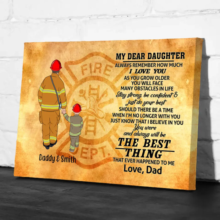 Always Remember How Much I Love You As You Grow Older - Personalized Gifts, Custom Firefighter Canvas for Son or Daughter From Dad