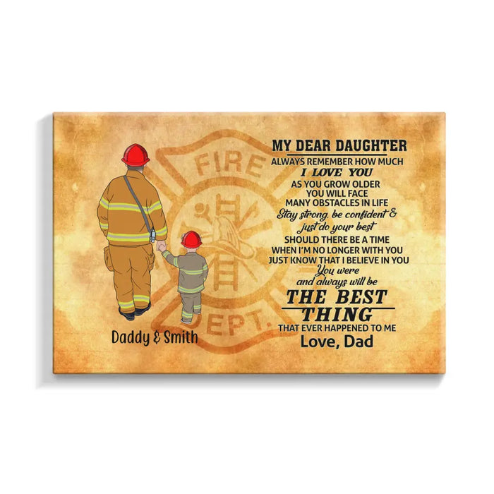 Always Remember How Much I Love You As You Grow Older - Personalized Gifts, Custom Firefighter Canvas for Son or Daughter From Dad