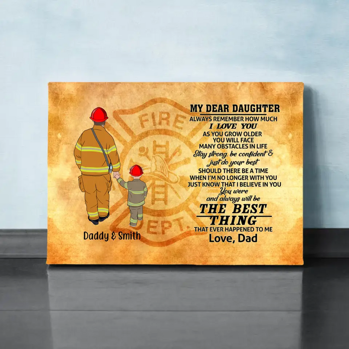 Always Remember How Much I Love You As You Grow Older - Personalized Gifts, Custom Firefighter Canvas for Son or Daughter From Dad