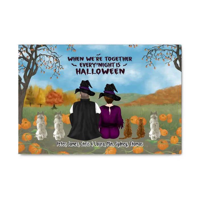 When We're Together Every Night Is Halloween - Personalized Gifts Custom Halloween Canvas For Family, Dog Lovers