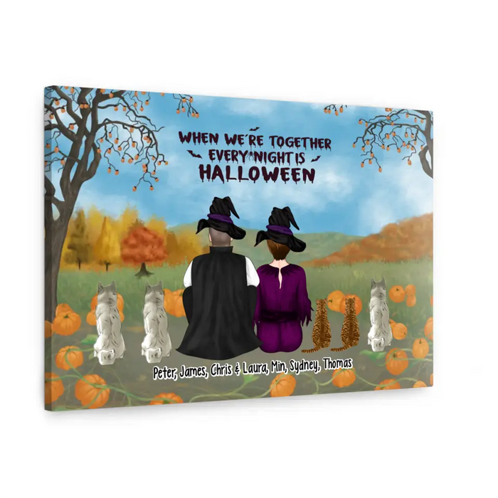 When We're Together Every Night Is Halloween - Personalized Gifts Custom Halloween Canvas For Family, Dog Lovers