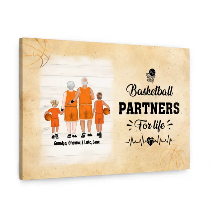 Basketball Partners For Life - Personalized Gifts Custom Canvas Basketball Gifts For Grandparents, Grandkids