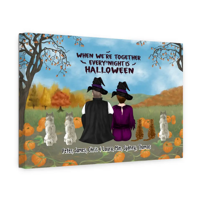 When We're Together Every Night Is Halloween - Personalized Gifts Custom Halloween Canvas For Family, Dog Lovers