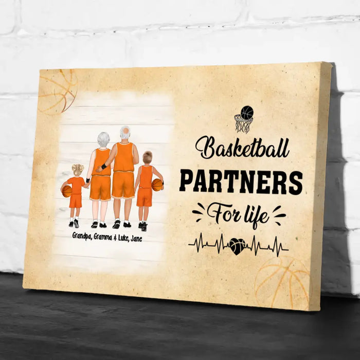 Basketball Partners For Life - Personalized Gifts Custom Canvas Basketball Gifts For Grandparents, Grandkids