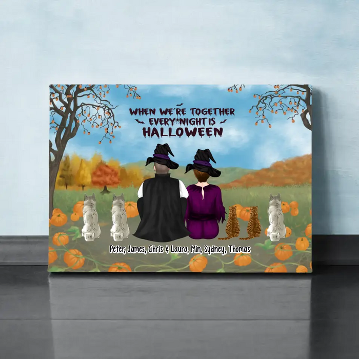 When We're Together Every Night Is Halloween - Personalized Gifts Custom Halloween Canvas For Family, Dog Lovers