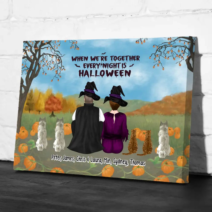 When We're Together Every Night Is Halloween - Personalized Gifts Custom Halloween Canvas For Family, Dog Lovers