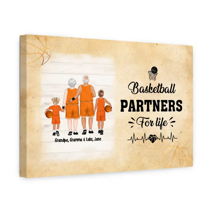 Basketball Partners For Life - Personalized Gifts Custom Canvas Basketball Gifts For Grandparents, Grandkids