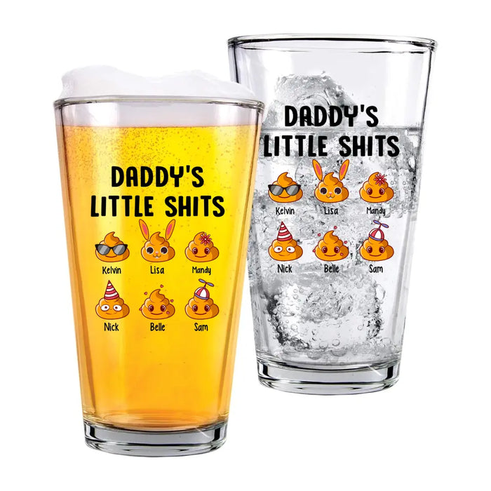 Personalized Daddy's Little Shit 16oz Glass Cup, Custom Funny Dad Glass Cup, Gift for Dad, Drinking Lovers