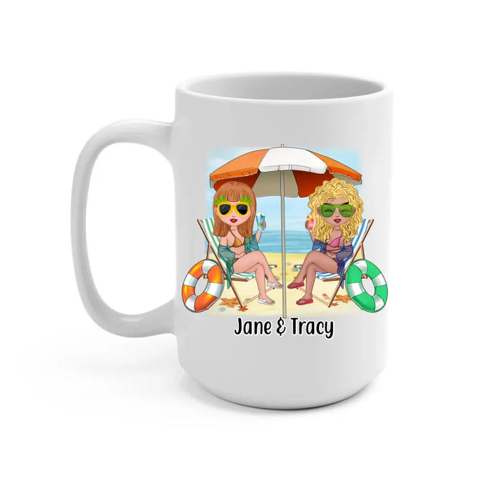 Beaches Booze and Besties - Personalized Mug For Friends, Sister