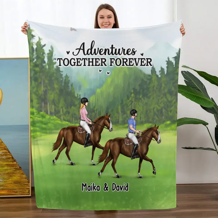 Adventures Together Forever - Personalized Gifts Custom Horse Blanket For Couples, Horse Riding Lovers