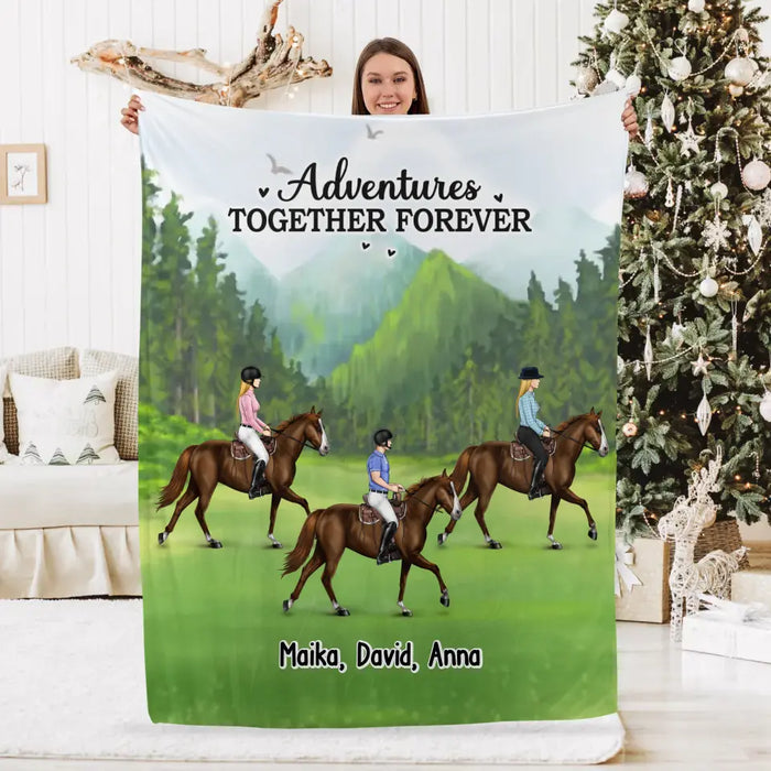 Adventures Together Forever - Personalized Gifts Custom Horse Blanket For Couples, Horse Riding Lovers