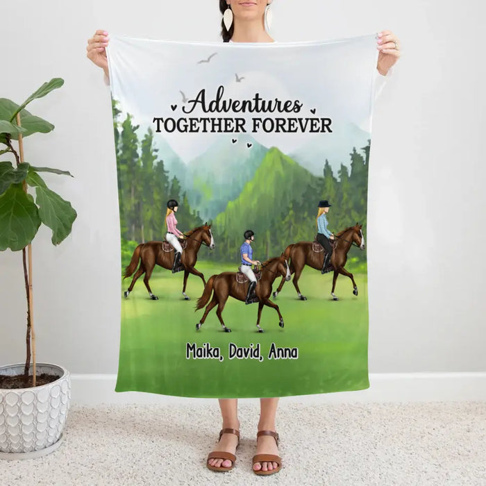 Adventures Together Forever - Personalized Gifts Custom Horse Blanket For Couples, Horse Riding Lovers